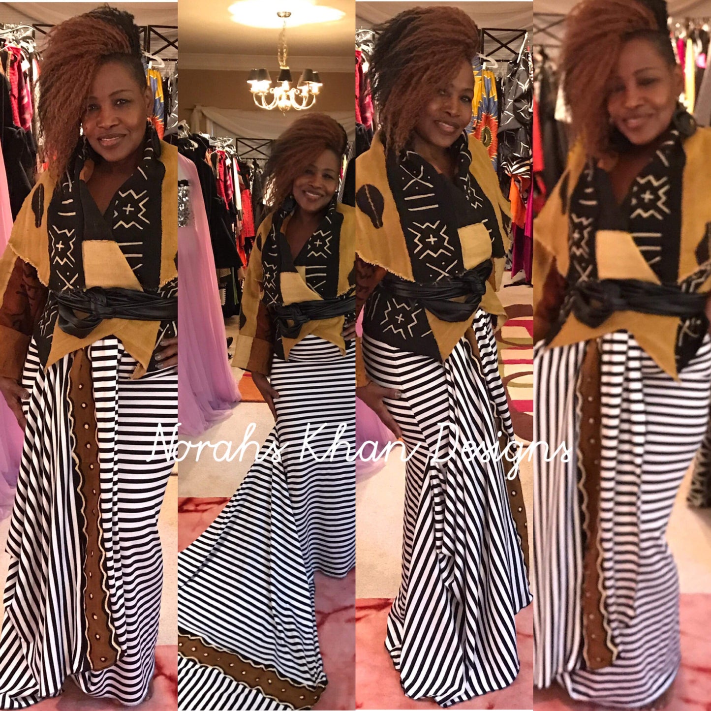 MudCloth Jacket and Skirt w/Train