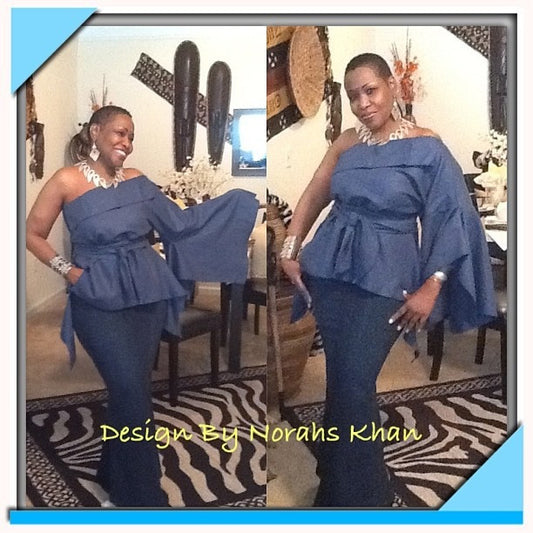 NK Blue Denim Off Shoulder Top