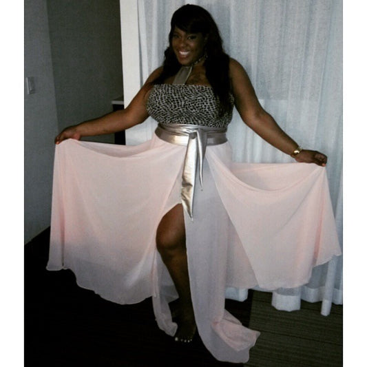 NK Peach and Cheetah Print Gown