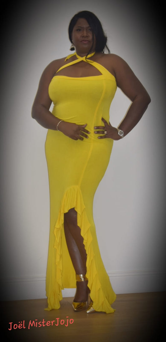 Ruffle Split Gown