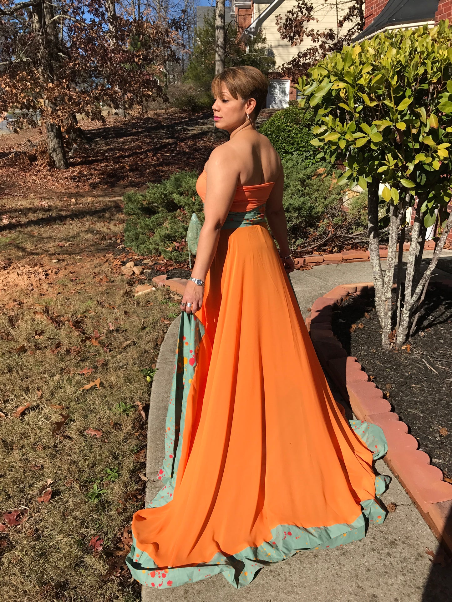 Batik and Chiffon Gown