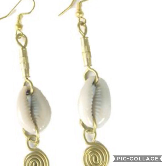 Shell Earrings with Gold Accents