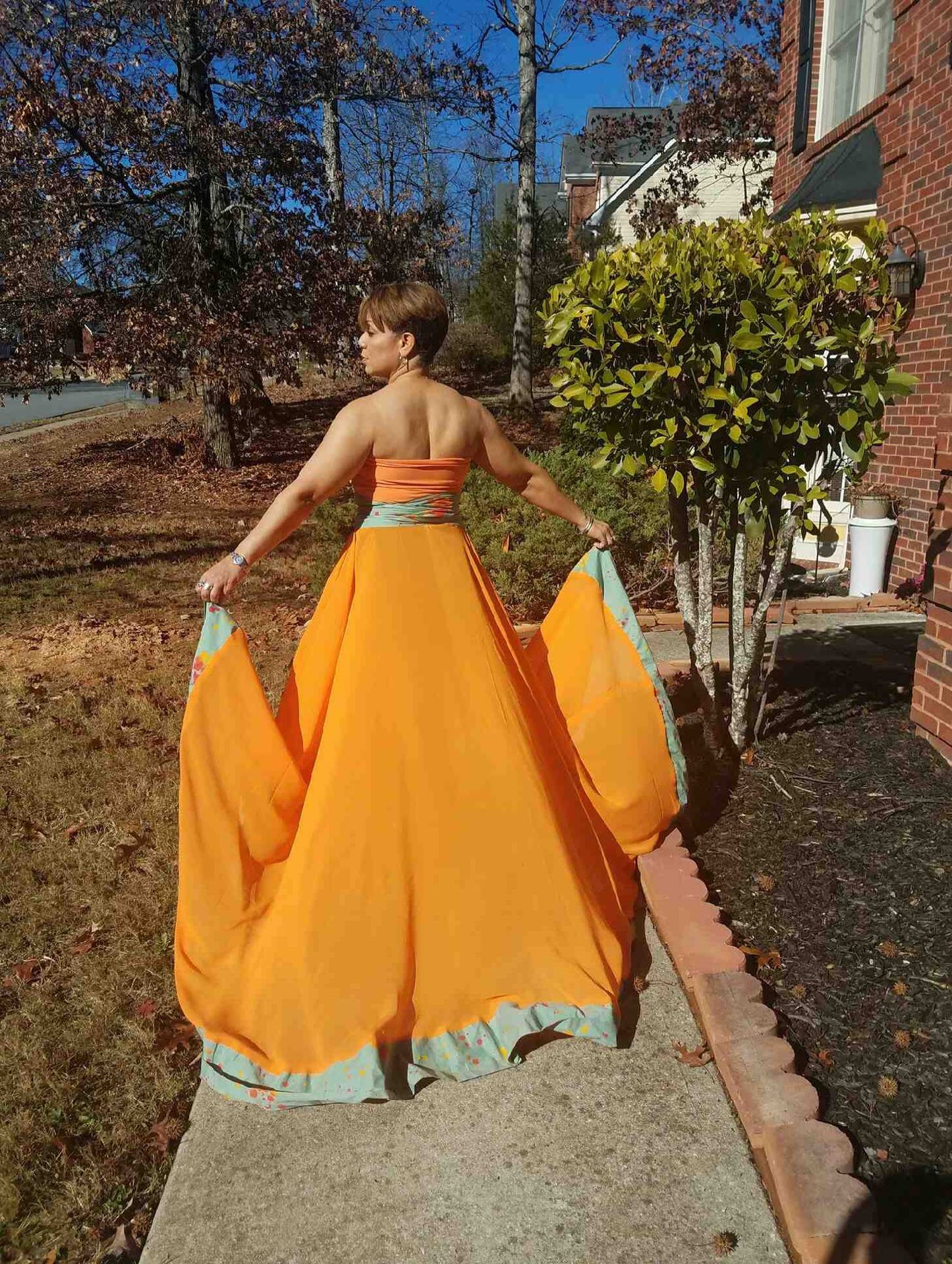 Batik and Chiffon Gown