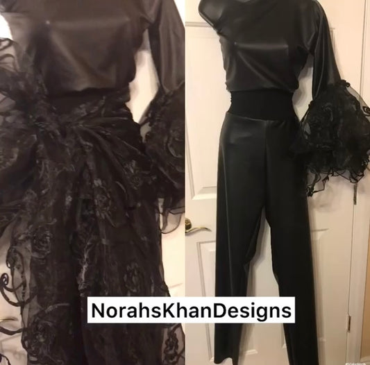 Faux Leather and Organza Ensemble