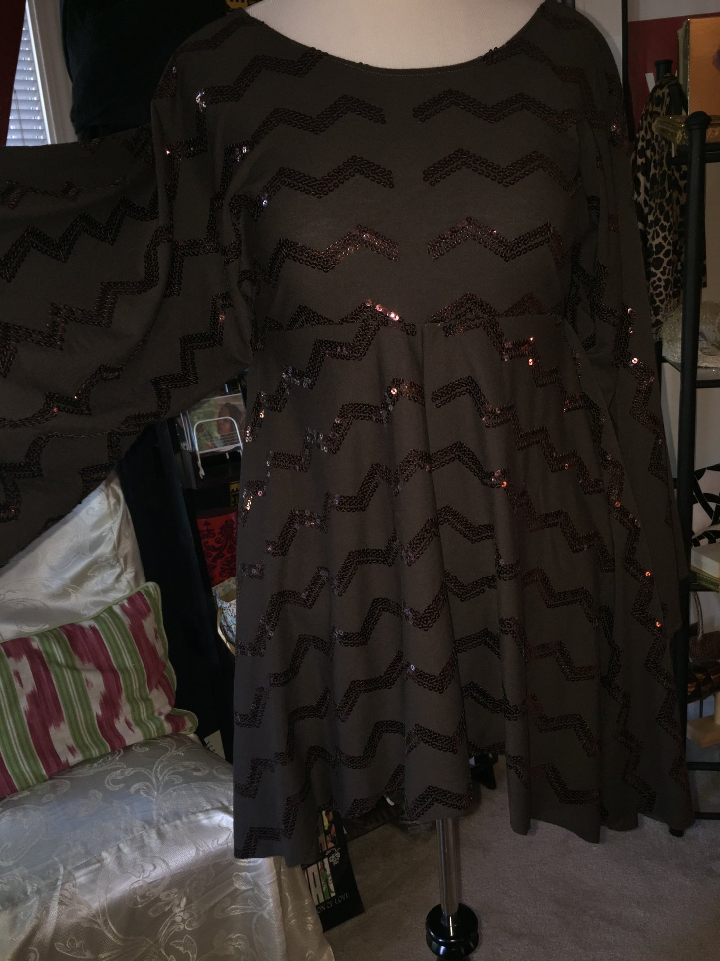 NK Chocolate Knit and Sequin Top
