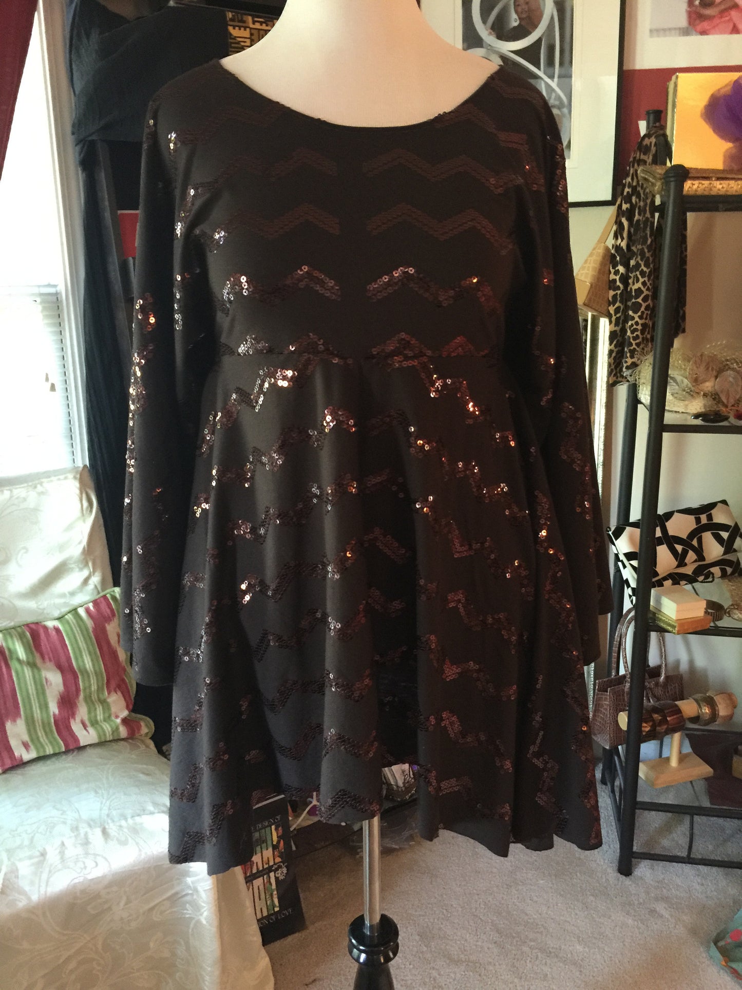 NK Chocolate Knit and Sequin Top