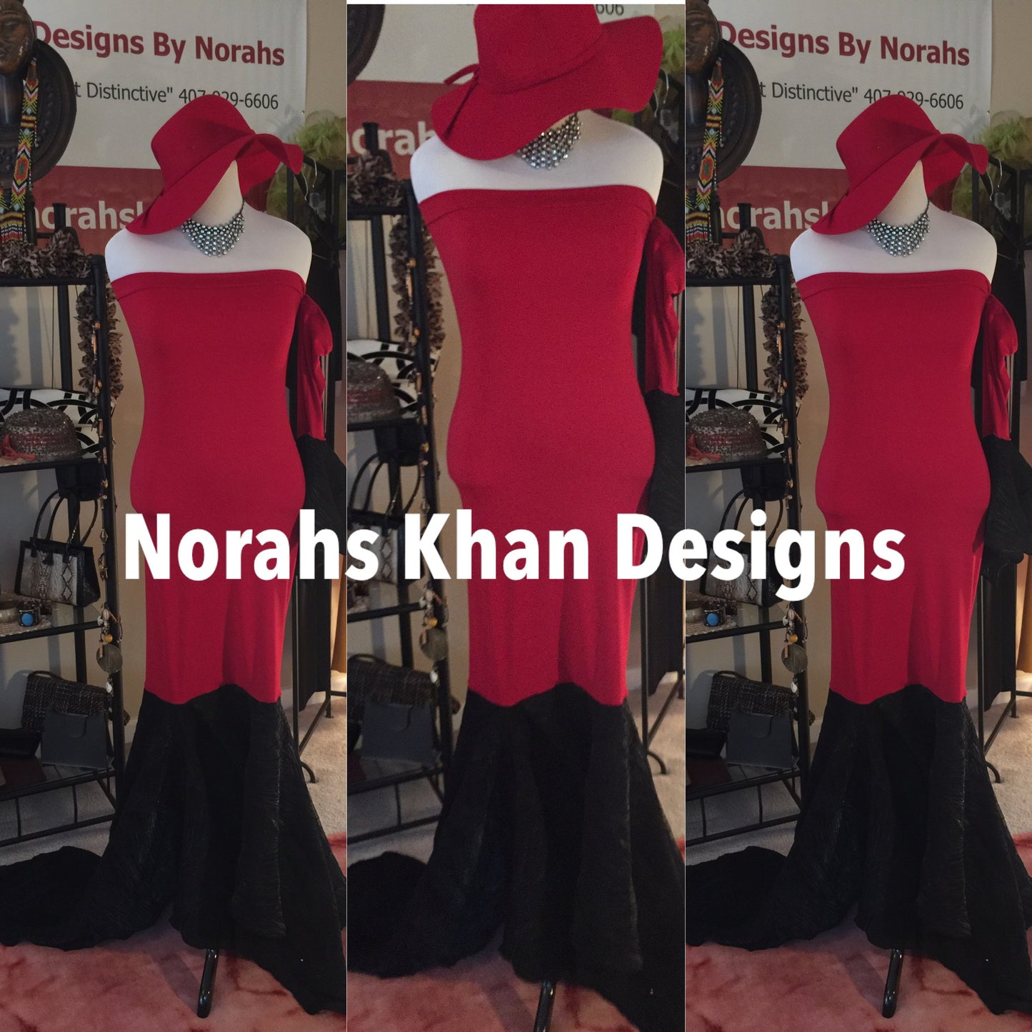 NK Red and Black Tube Gown